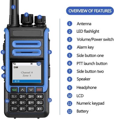 VHF 136-174MHz Tk-3207 UHF 400-470MHz BF-DR1802用の二方向ラジオ長距離ウォーカートーク