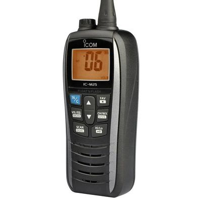 マリンIC-M25 ハンドヘルドインターコン ウォーキートーク 5W 128 / 16チャンネル 防水 携帯 黒 2024年