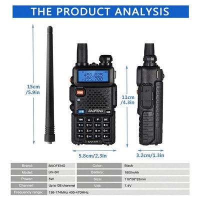 128チャンネル バオフェン UV-5R ウォーキー・トーク 防水 5-10KM 範囲 VHF UHF周波数